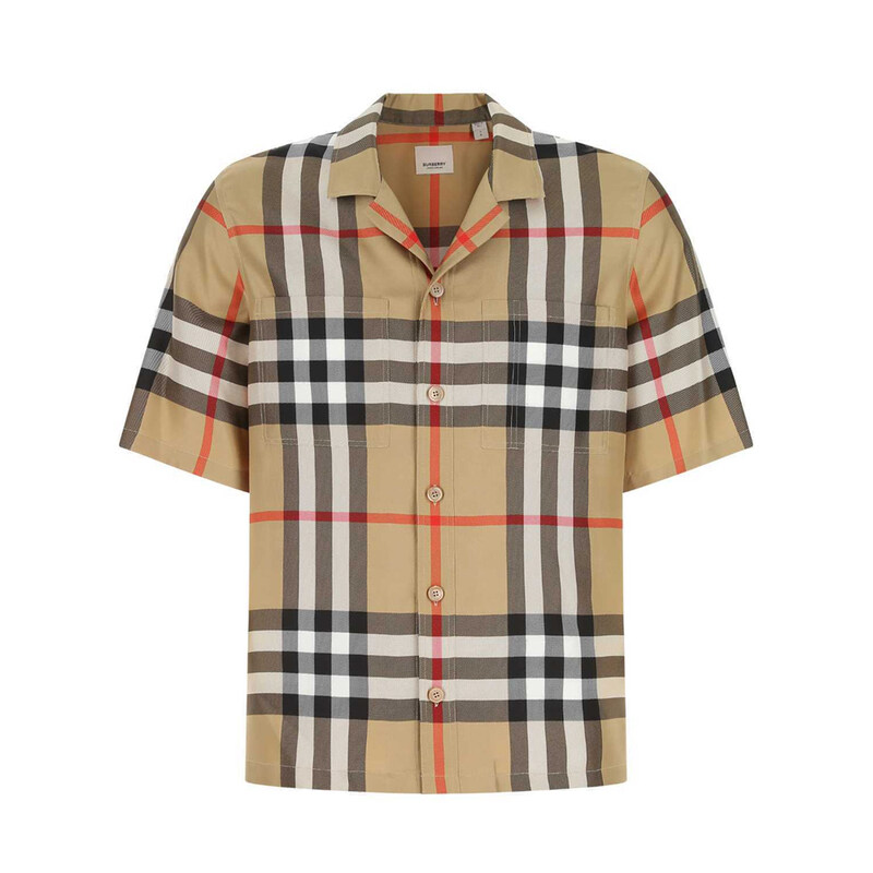 버버리 REEPHAM 체크 남성 반팔 셔츠 베이지 8050279 A7028 - Burberry
