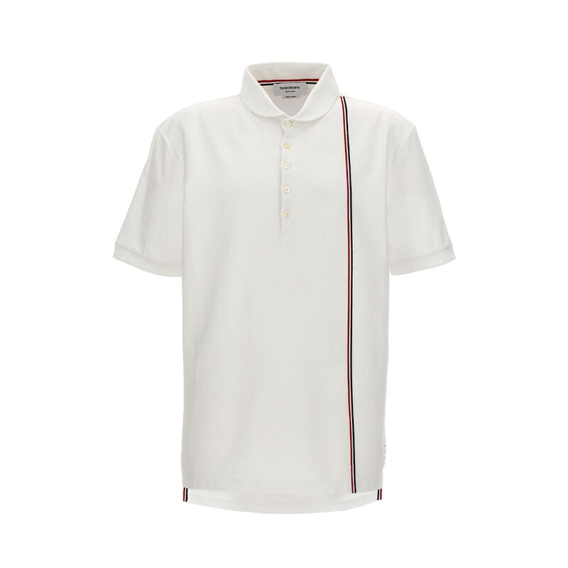 톰브라운 스트라이프 폴로 반팔 피케 티셔츠 화이트 MJP196A J0138 100 - Thom Browne