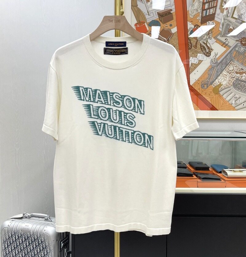 [더럭스] 루이비통 메종 LV 크루넥 니트 스웨터 반팔 티셔츠 L - Louis Vuitton