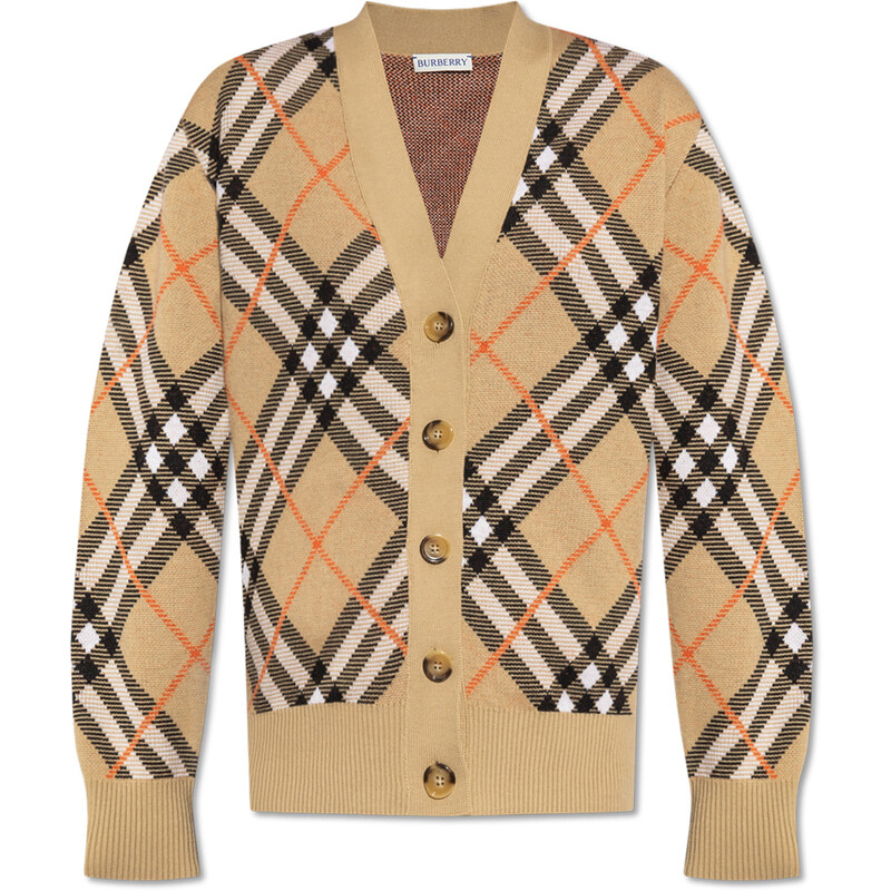 25FW 빈티지 체크 울 브이넥 가디건 샌드 8093491 - Burberry