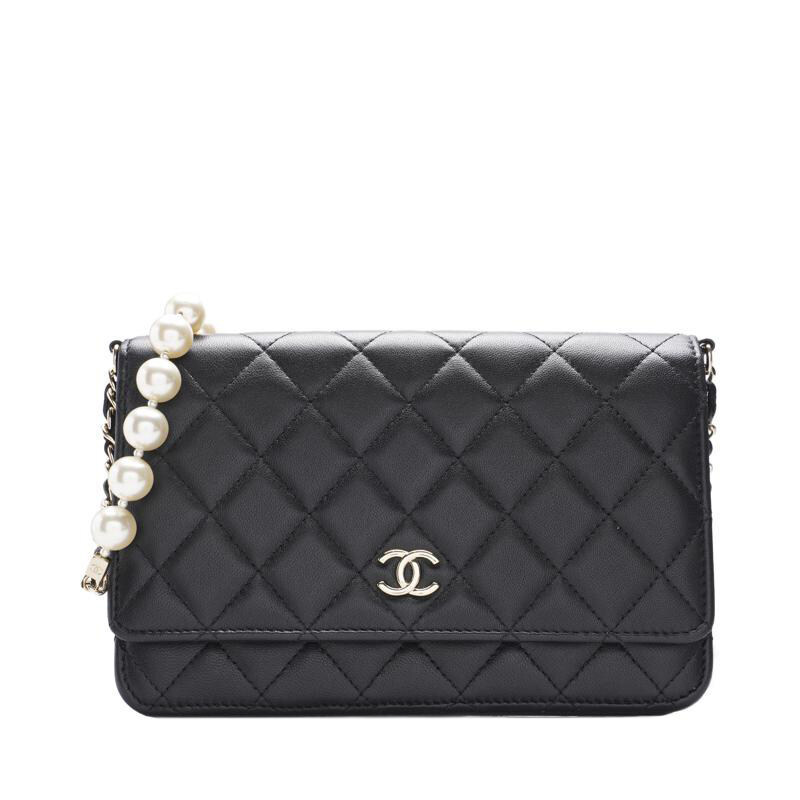 블랙 램스킨 코코 마크 WOC 진주 금장 체인 여성 크로스백 AP2579 B07531 94305 - Chanel