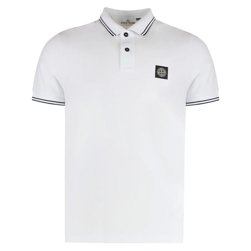 스톤 25SS 로고 패치 슬림핏 폴로 티셔츠 화이트 K1S15 22002SC S0018 V1001 - Stone Island