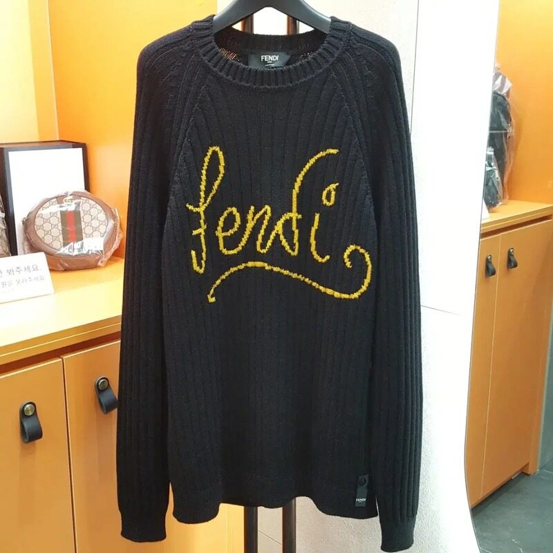 [50 Size] 펜디 로고 울 니트 블랙 새상품 - Fendi