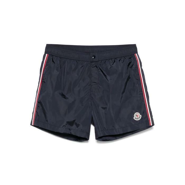 [국내발송] 25SS 몽클레어 로고 패치 스윔 팬츠 반바지 네이비 2C00018 53326 743 - Moncler