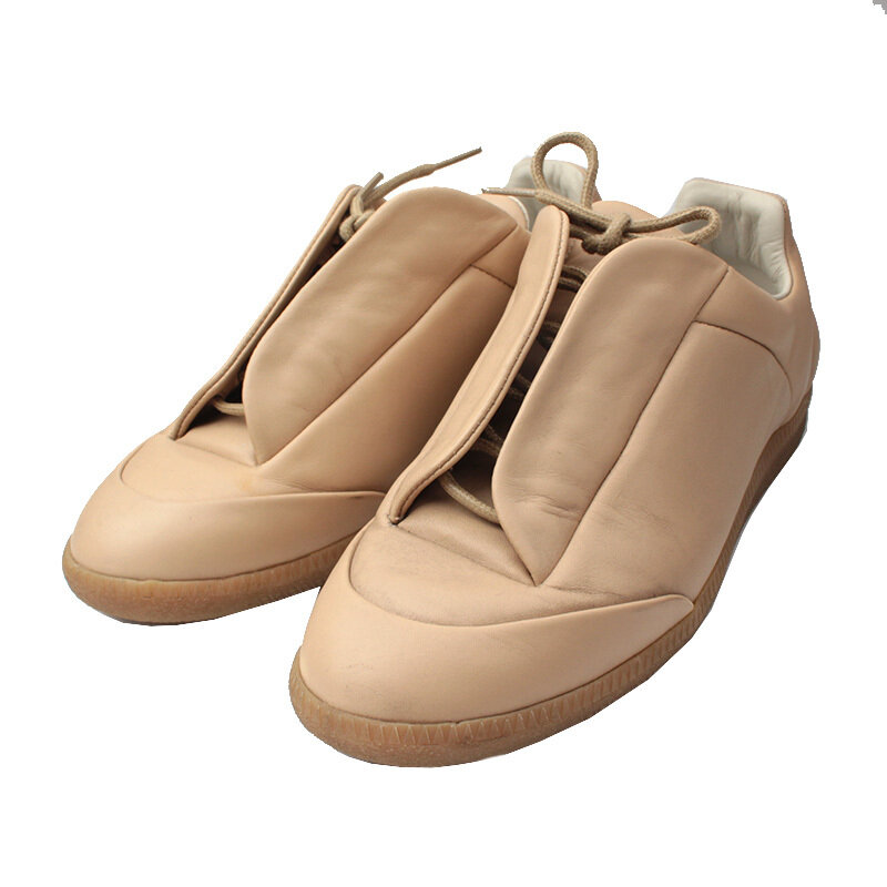 메종 마르지엘라 베이지 카프스킨 스니커즈 38 - Maison Margiela