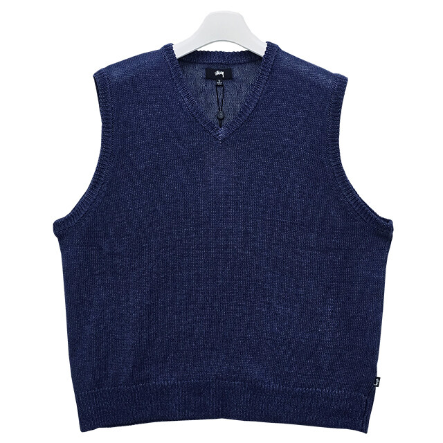 압구정 더팩토리 25SS 스투시 린넨 니트 조끼 베스트 / 블루 (117234 BLUE) - Stussy