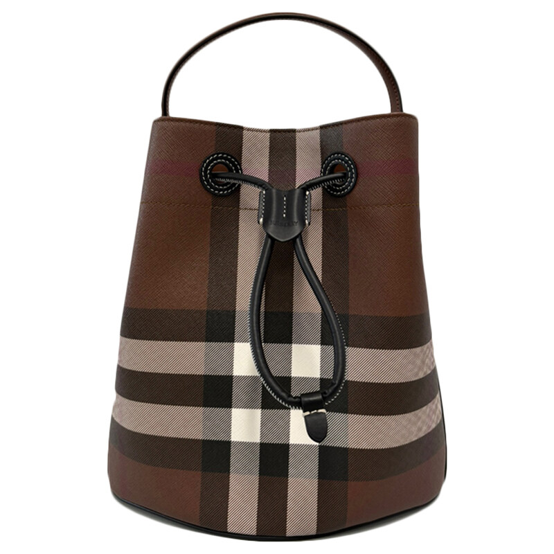 25FW SM 자이언트 체크 드로우스트링 버킷백 다크브라운 8112239 - Burberry