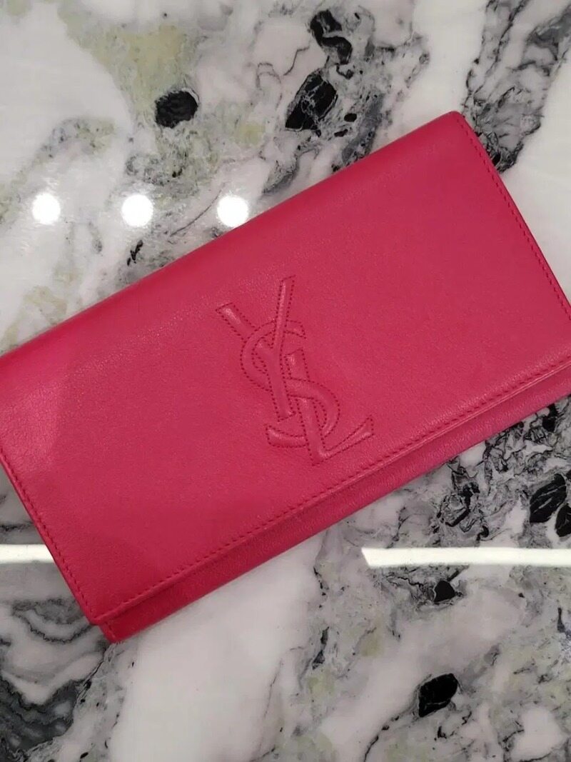 [OneSize] 생로랑 스티치 로고 핑크 장지갑 S급 - Saint Laurent