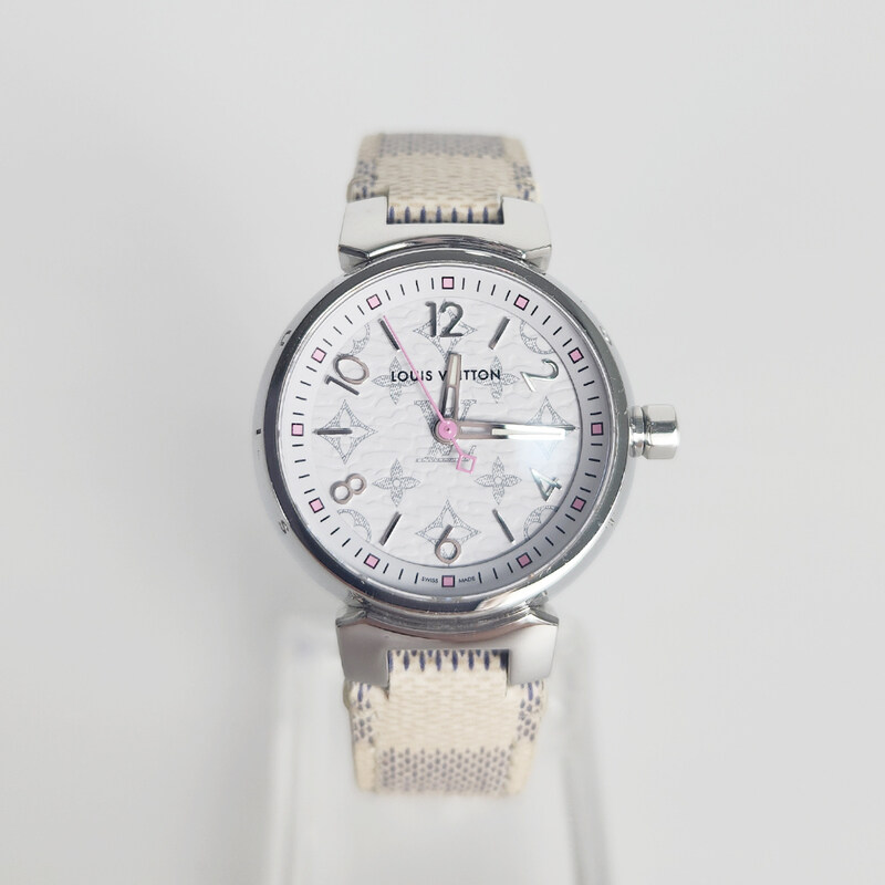 루이비통 28mm 땅부르 PM 쿼츠 QA115Z 아주르밴드 R15182 여성 시계 715502803 - Louis Vuitton