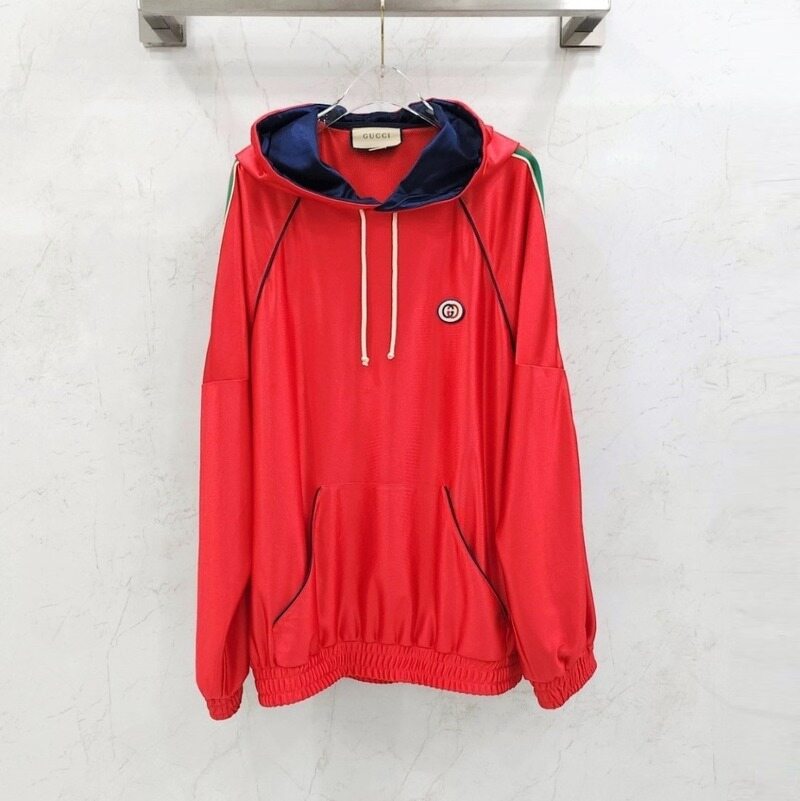 [럭스유] L / 구찌 GG 웹 디테일 테크니컬 삼선 저지 후드티 653373 - Gucci