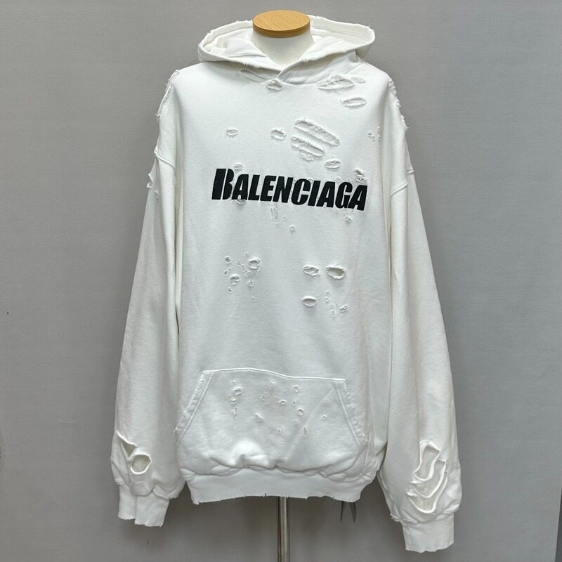 발렌시아가 디스트로이드 로고 프린팅 후드티 ( 120 ) - Balenciaga