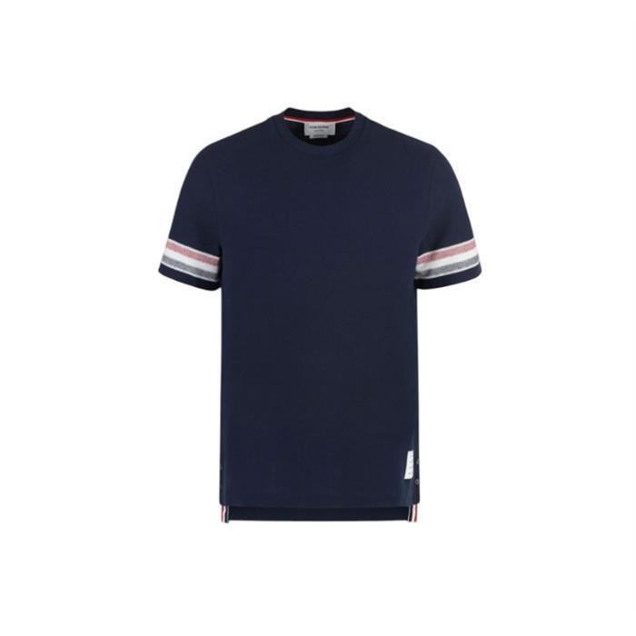 톰브라운 RWB 트리밍 텍스처 코튼 반팔티 MJS204A J0046 415 - Thom Browne