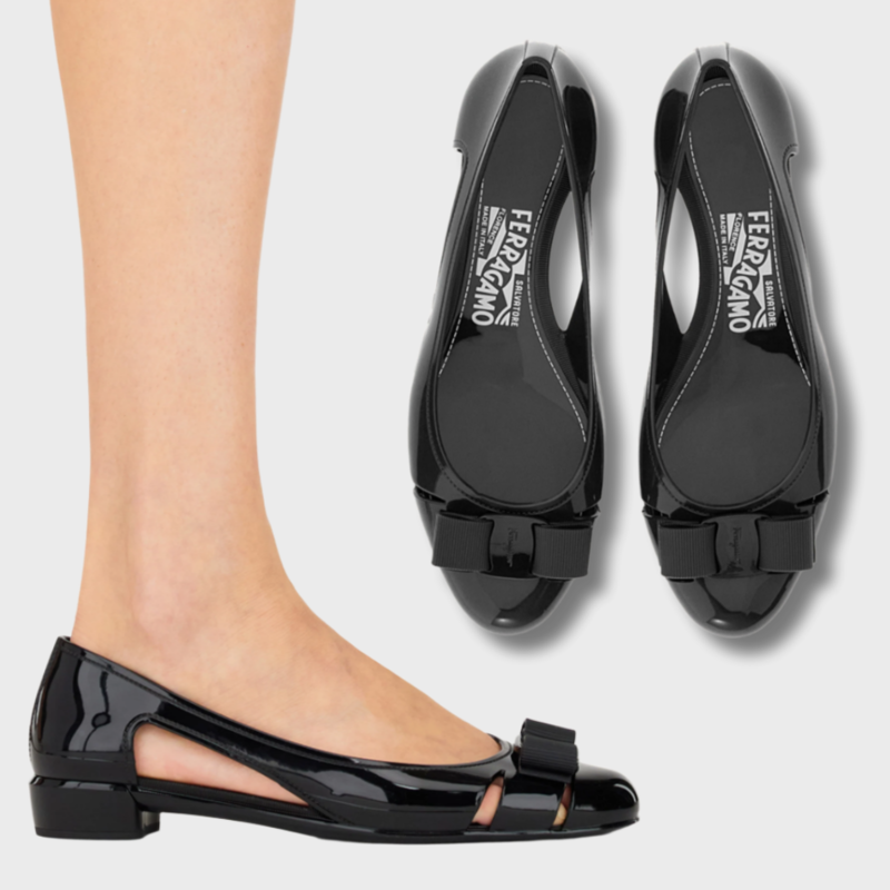페라가모 젤리슈즈 바라 여성 펌프스 리본 블랙 명품 신발 035656 726363 - Salvatore Ferragamo