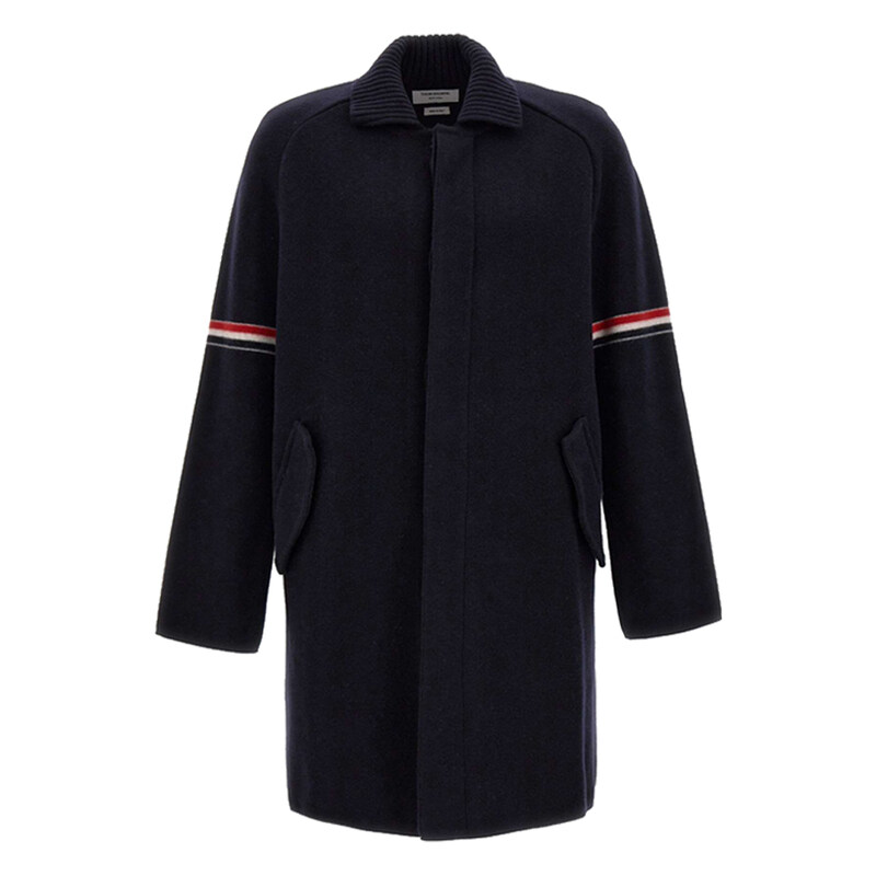 24FW 밀라노 RMB 암밴드 울 코트 네이비 MKJ083A Y1019 415 - Thom Browne