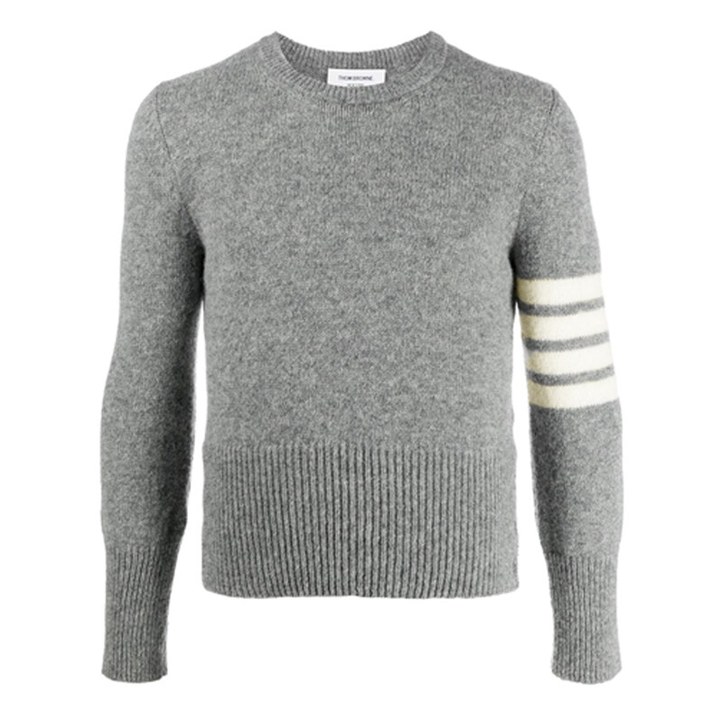 24FW 사선완장 크루넥 풀오버 울 니트 그레이 MKA317A 01085 055 - Thom Browne