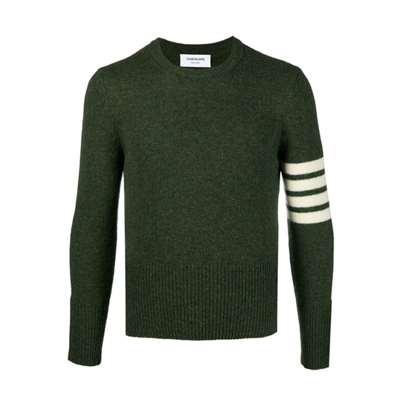 24FW 사선완장 크루넥 풀오버 울 니트 다크그린 MKA317A 01085 320 - Thom Browne
