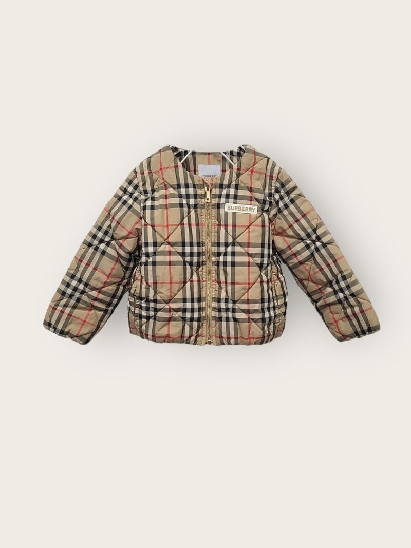 [중고명품/루이스잇] 2Y / 버버리 베이비 빈티지 체크 로고 패치 퀄팅 자켓 점퍼 - Burberry