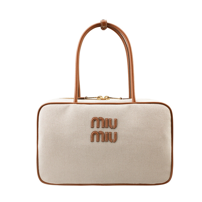 [비엔비명품관] MIU MIU 미우미우 여성 캔버스 가죽 보 토트백 - Miu Miu