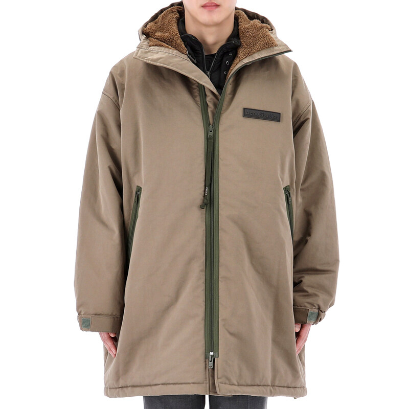 국내배송 아크네 105사이즈 럭키찬스 로고 패치 시어링 오버핏 후드 패딩 B90649 CXX - Acne Studios