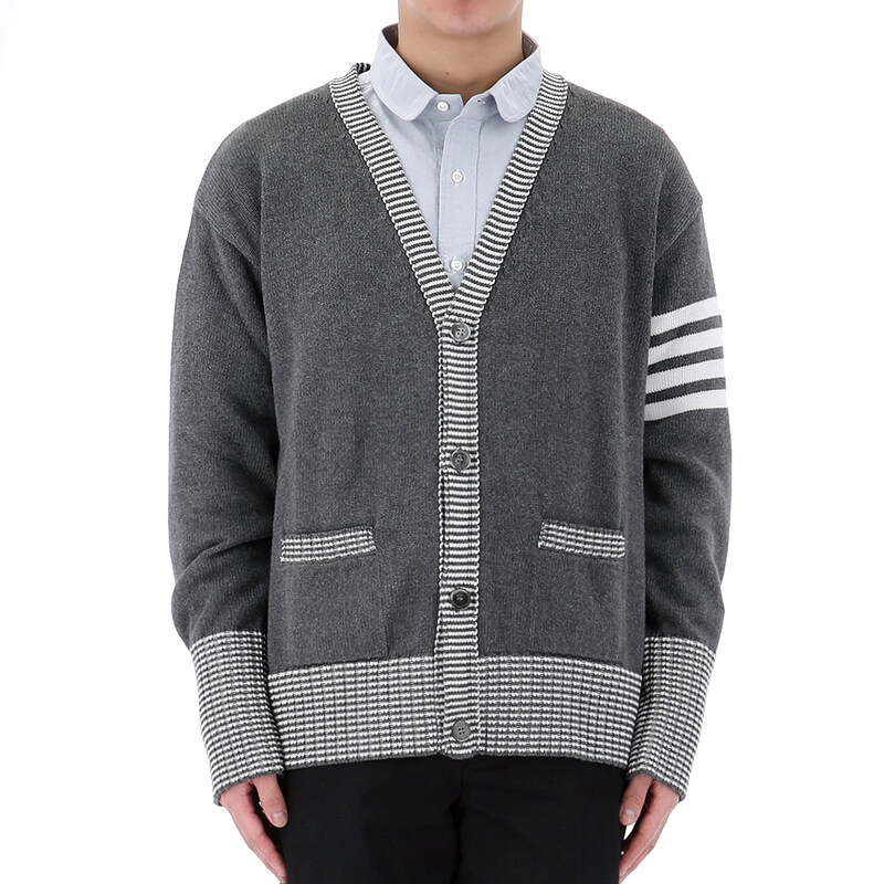 국내배송 톰브라운 코튼 4바 브이넥 헥터 가디건 MKC518A Y3017 035 - Thom Browne