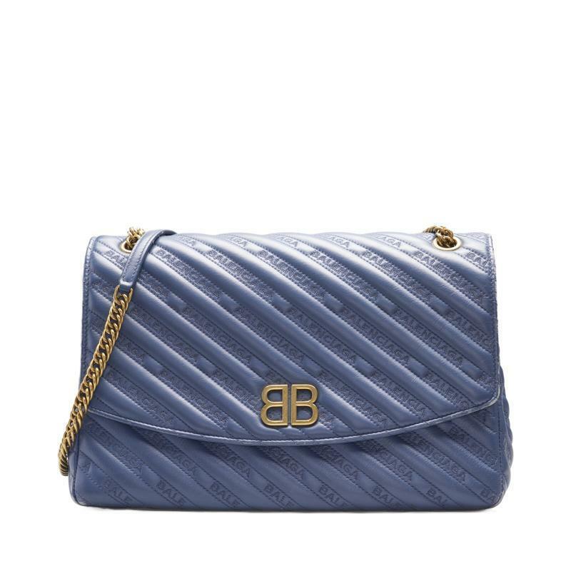 네이비 카프스킨 BB 로고 금장 체인 여성 숄더백 501679 - Balenciaga