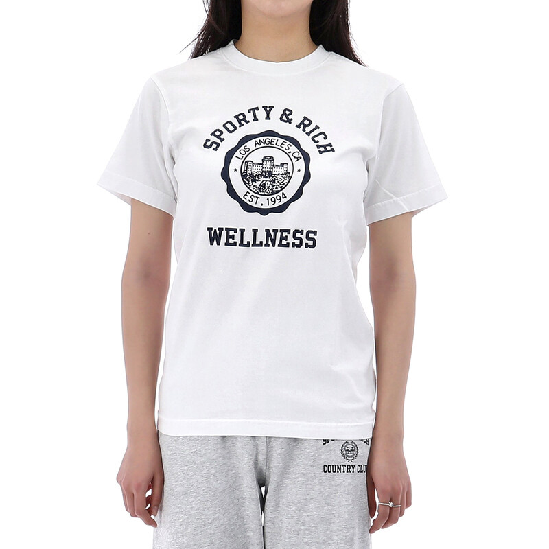국내배송 스포티앤리치 엠블럼 반팔 티셔츠 TO043508033WH01 - Sporty & Rich