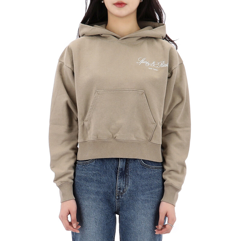 국내배송 스포티앤리치 방돔 스크립트 크롭 후드티 ST074516232GY15 - Sporty & Rich