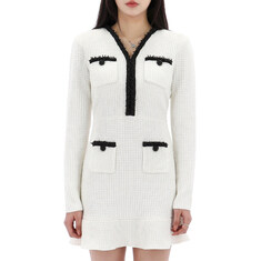 국내배송 셀프포트레이트 펄 트림 니트 미니 원피스 RS25087SW WHITE 썸네일 1