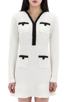 국내배송 셀프포트레이트 펄 트림 니트 미니 원피스 RS25087SW WHITE 썸네일 5
