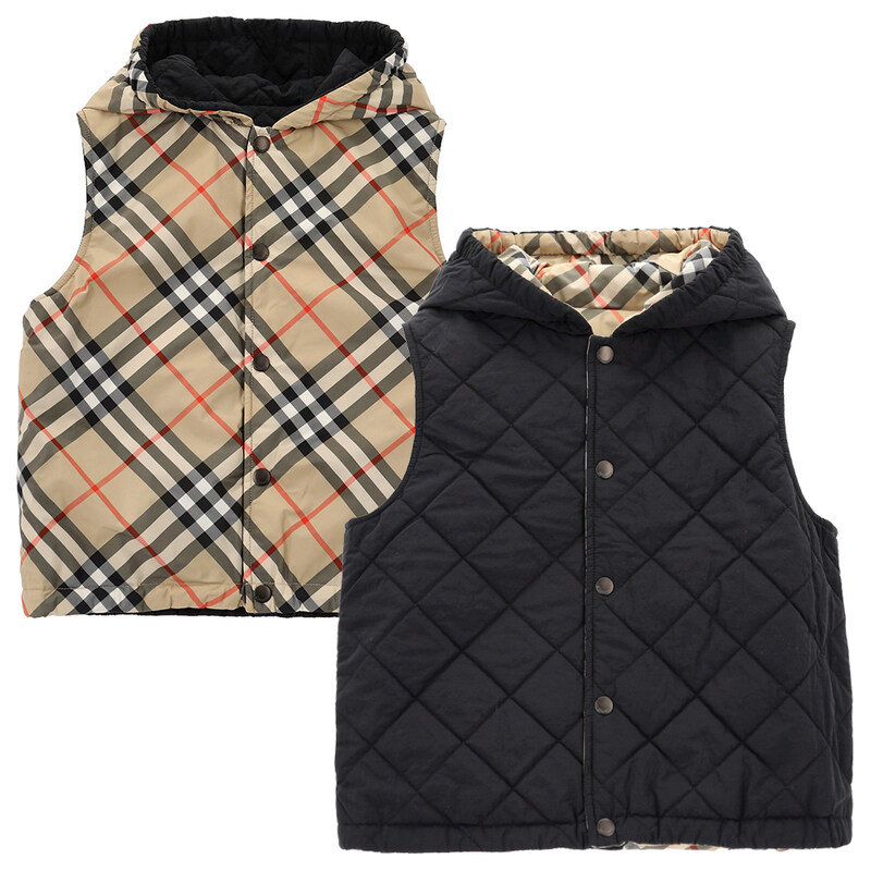 국내배송 버버리 6세 럭키찬스 키즈 리버시블 체크 패딩 조끼 8100434 B9368-K - Burberry