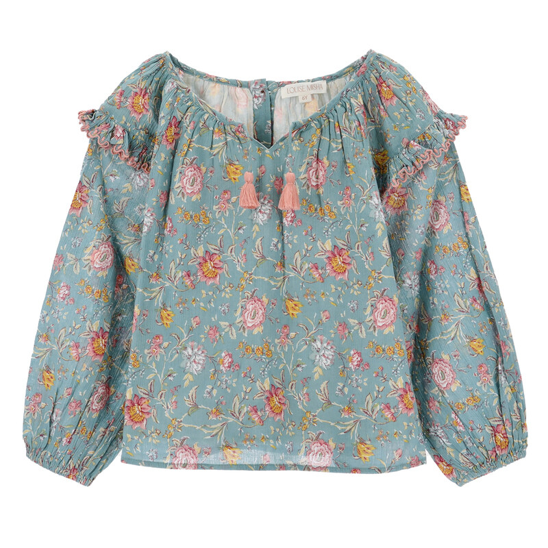 국내배송 루이스미샤 7Y 럭키찬스 아이리스 블라우스 GRIW23B0160 BLUEROSADAMASCENA - Louise Misha