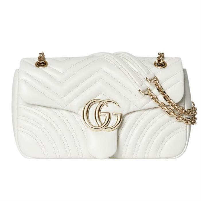 구찌 화이트 레더 GG 마몽 841290 AAFAX 9050 - Gucci