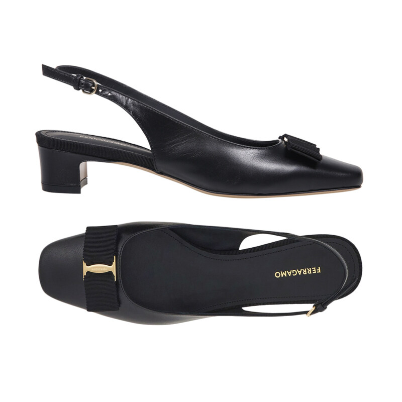 25FW 리바다 RIVADA 아이코닉 보우 슬링백 블랙 0781739 - Salvatore Ferragamo