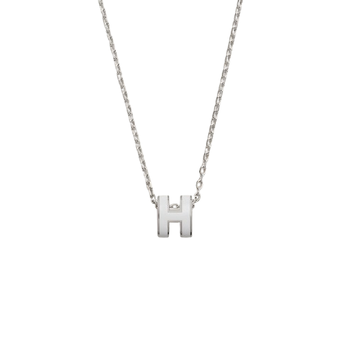 에르메스 미니 팝아슈 목걸이 화이트 실버 H147992FP49 - Hermes