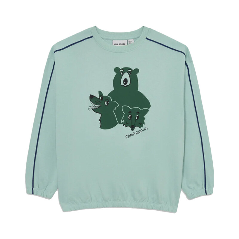 25FW 키즈 캠프로디니 애니멀 프린팅 스웻셔츠 블루그린 25620101 60 - Mini Rodini