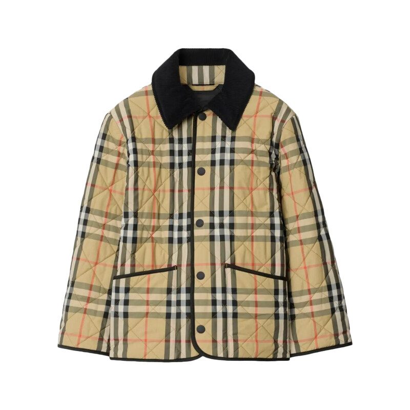 25FW 키즈 여성 샌드체크 퀄팅 만조니 자켓 베이지 8108500 - Burberry