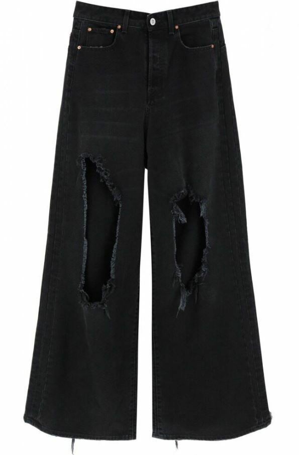[배송] 베트멍 빅쉐이프 디스트로이드 워싱 블랙진 ua53pa750b - Vetements