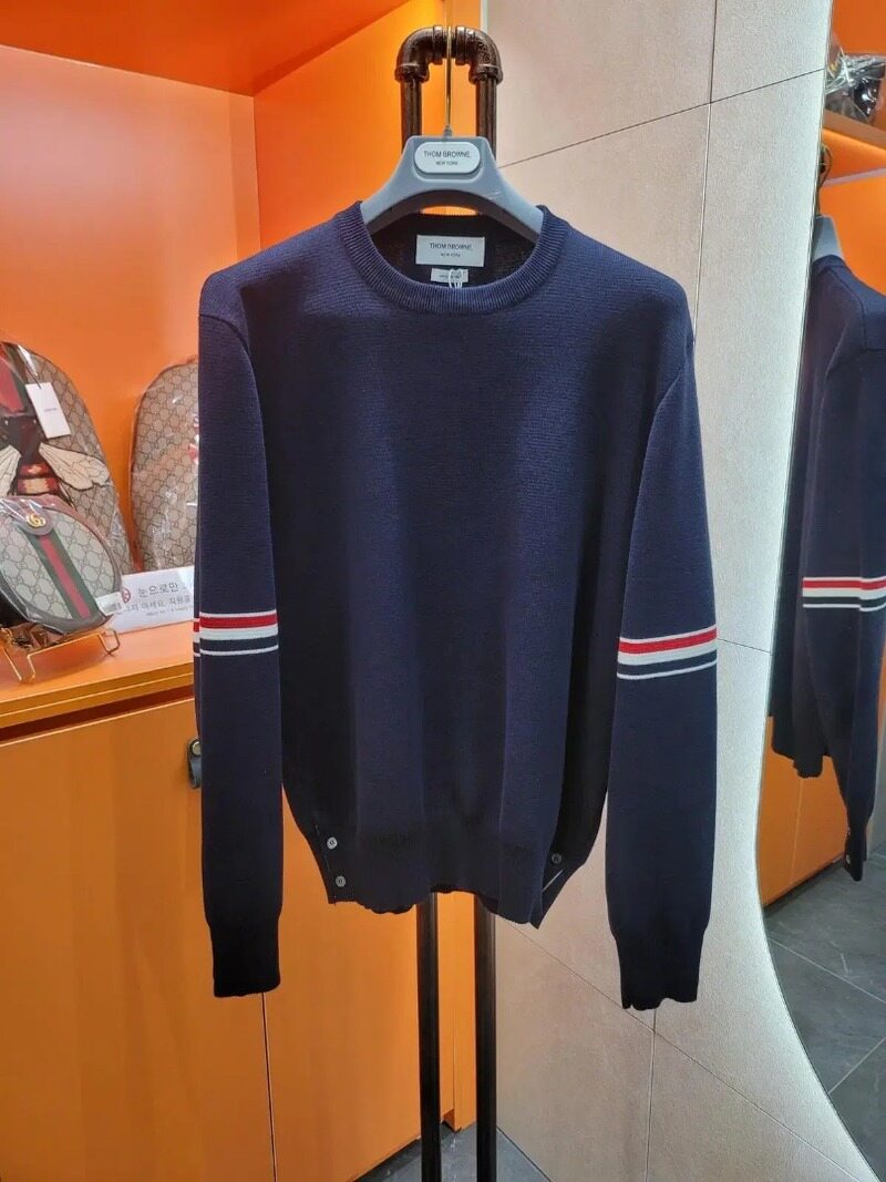 톰브라운 밀라노스티치 암밴드 니트 네이비 4(105) - Thom Browne