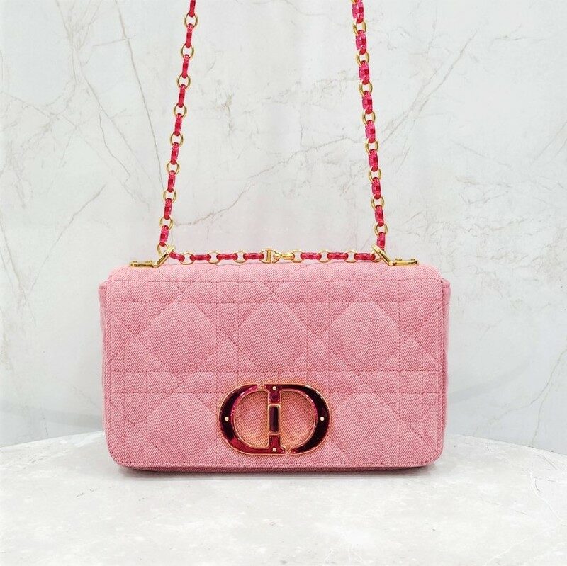 [럭스유] 디올 카로 숄더백 미디움 데님 브라이트 핑크 M9242WTJF - Christian Dior
