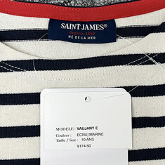 논현 더팩토리 25FW 세인트 제임스 키즈 VAUJANY E 레드 하트 패치 긴팔티 (9174 ECRU MARINE TULIPE) 썸네일 9