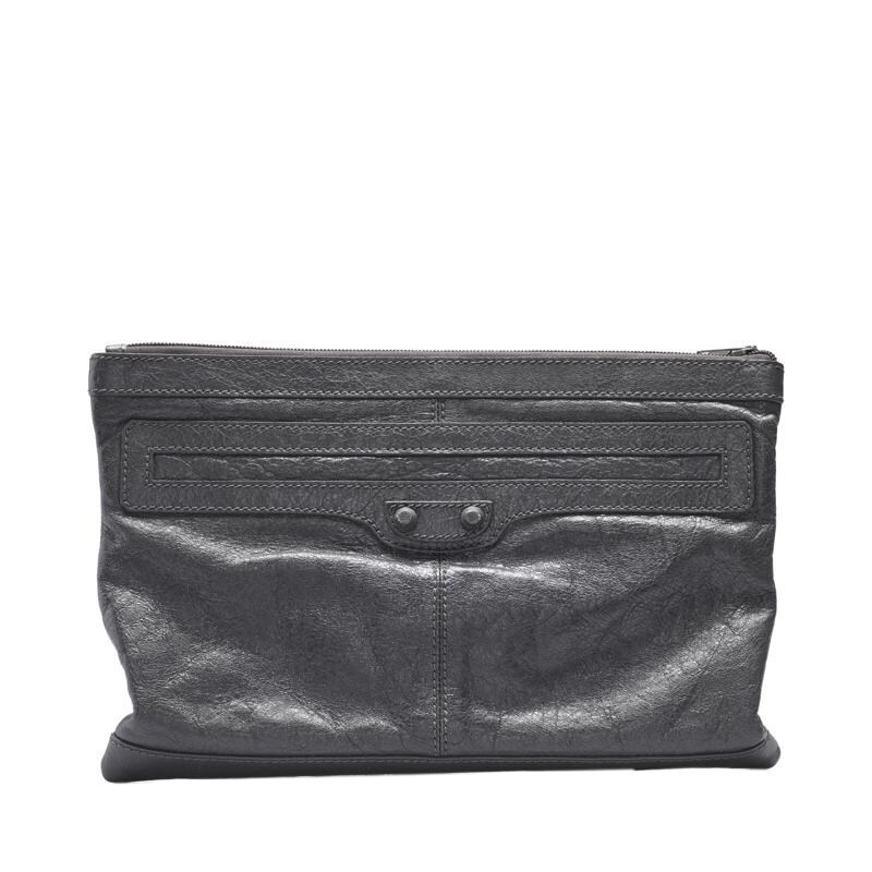 다크그레이 램스킨 클래식 모터 클립 공용 클러치 519613 - Balenciaga