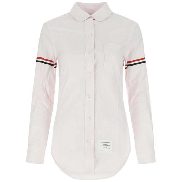 [국내발송] 톰브라운 RWB 암밴딩 스트라이프 옥스포드 셔츠 핑크 FLL019E 00098 680 - Thom Browne