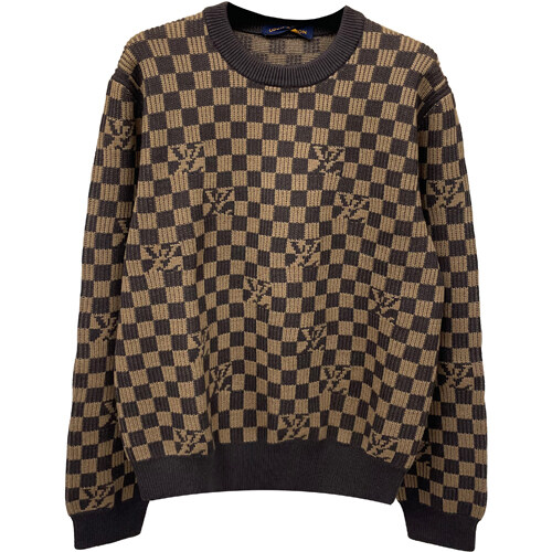 [루이비통] 리브드 다미에 크루넥 니트 브라운 남성 니트 1A9704 / TEO - Louis Vuitton