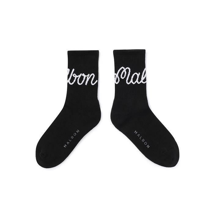 말본골프 말본 스크립트 자카드 크루 삭스 BLACK M5343PSC14BLK - Malbon