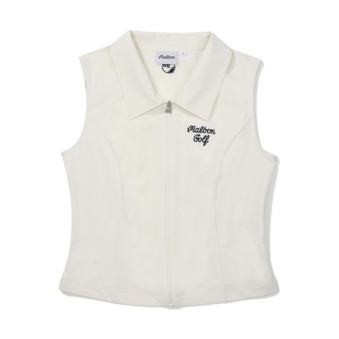 [밀라코/국내발송] 말본골프 카라 슬리브리스 베스트 CREAM M5222PVT33CRM - Malbon