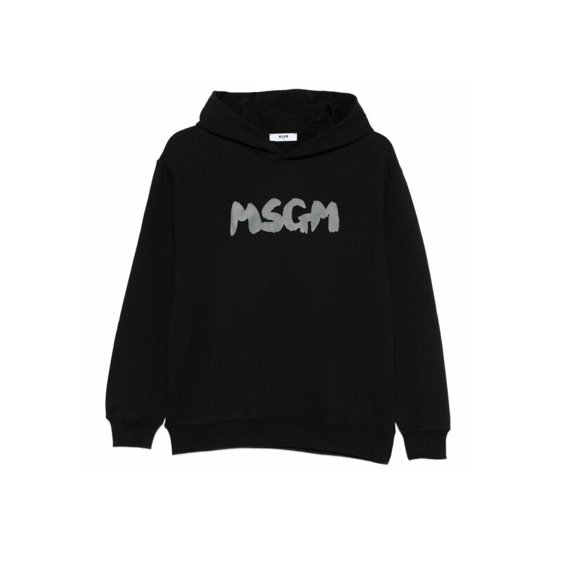 25FW 키즈 여성 로고 프린트 후드티 블랙 F5MSJUHS021 110 - MSGM