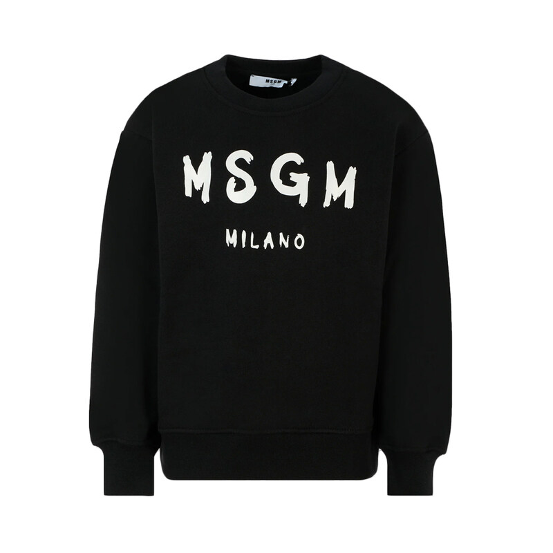 25FW 키즈 여성 로고 프린트 맨투맨 블랙 F5MSJUSW018 110 - MSGM