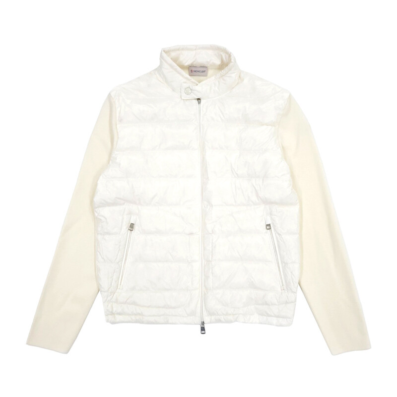 몽클레어 남성 트리콧 하이넥 울 니트 집업 패딩 화이트 9B00016 M1131 032 - Moncler
