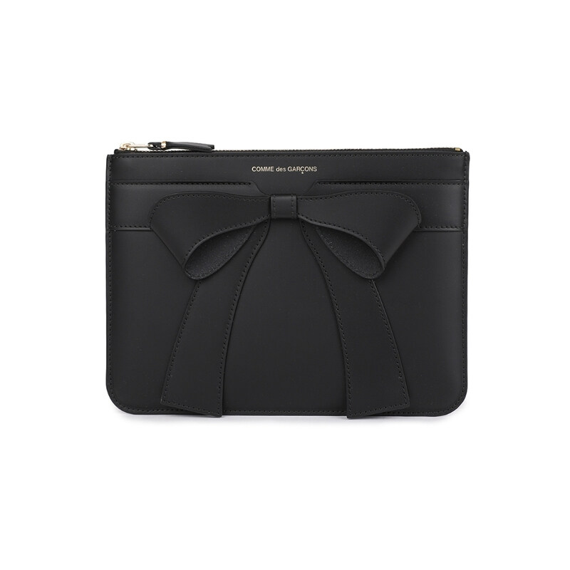 꼼데가르송 여성 빅 보우 리본 카프스킨 파우치 블랙 SA5100BB 1 - Comme des Garcons