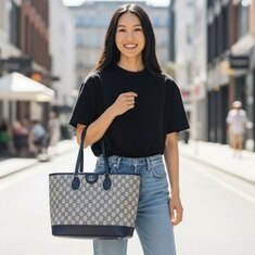 구찌 오피디아 스몰 토트백 GG 수프림 765043 베이지 블루 썸네일 7
